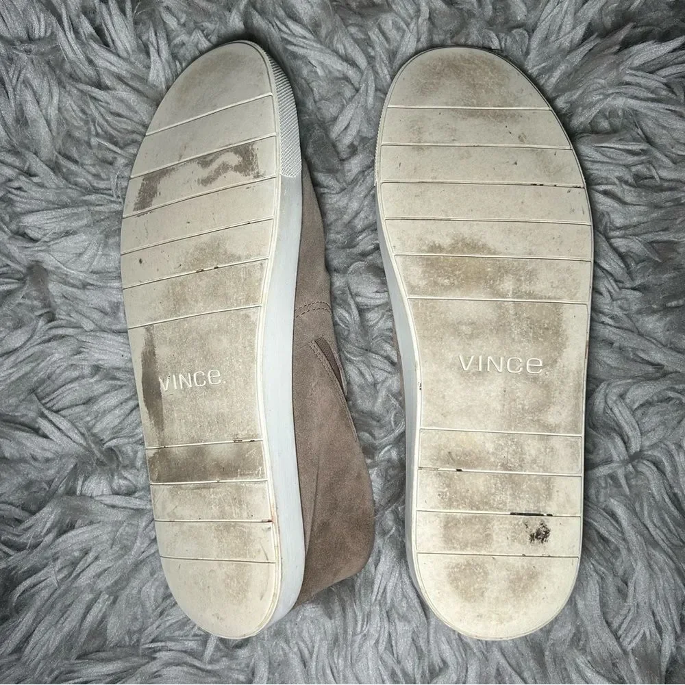 Vince neutral ruched suede slip on sneakers women’s shoe size 9